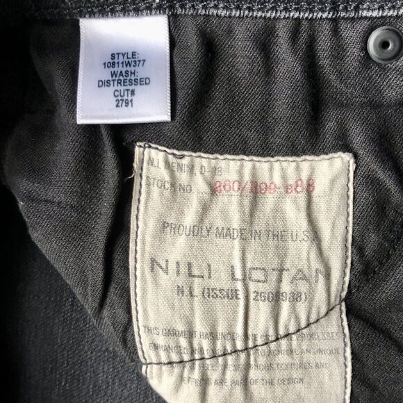 Nili Lotan Jeans 25 Black Mid Rise Raw Hem Distressed Wash Ankle - Picture 10 of 12